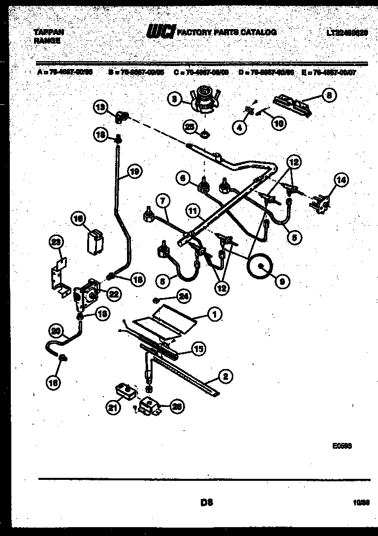 Tappan 76-8667-00-06 burner, manifold and gas control diagram