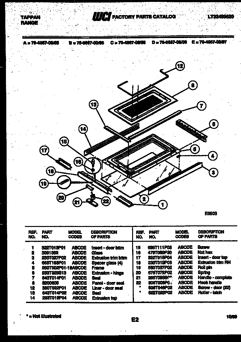 Tappan 76-8667-00-06 top door parts diagram