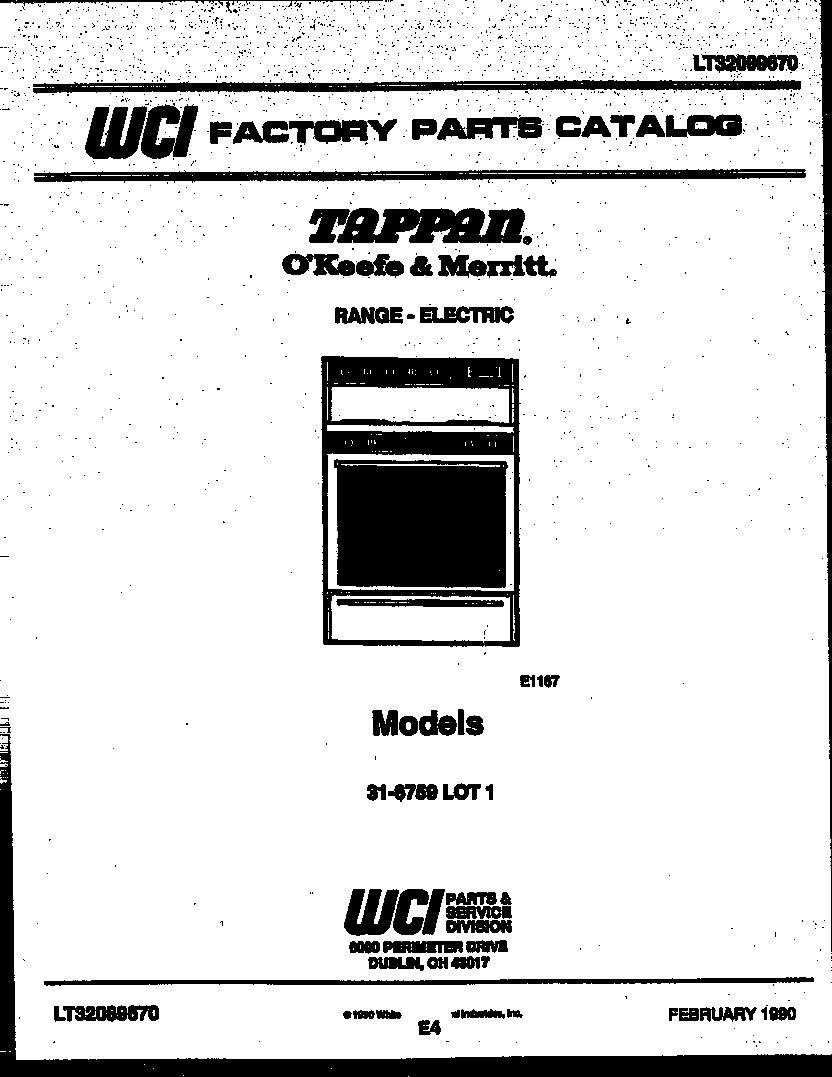 Tappan 31-6759-00-01 cover page diagram