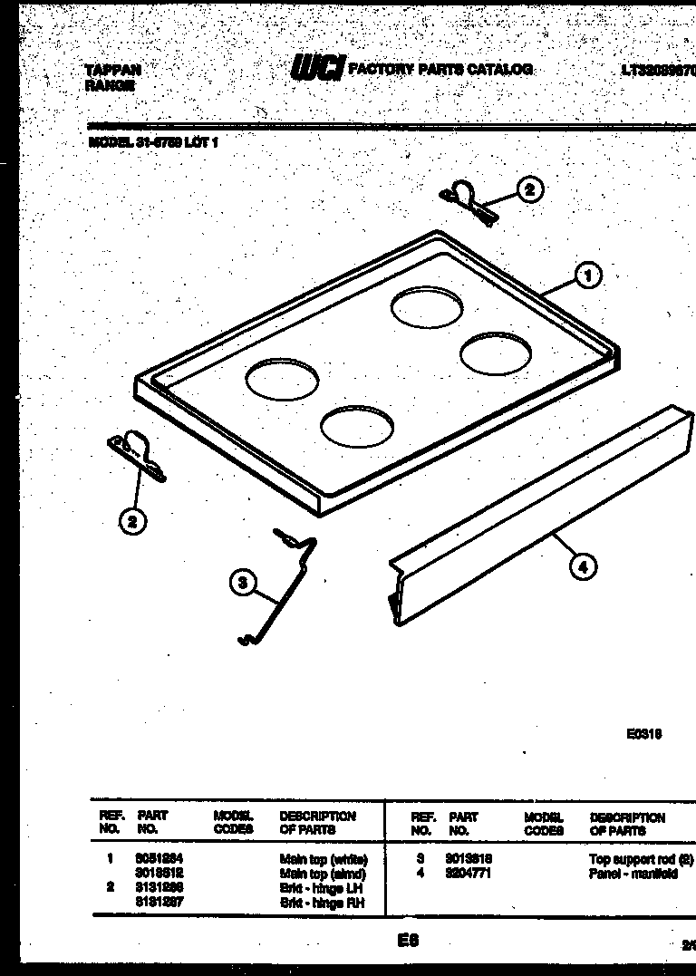 Tappan 31-6759-00-01 cooktop parts diagram