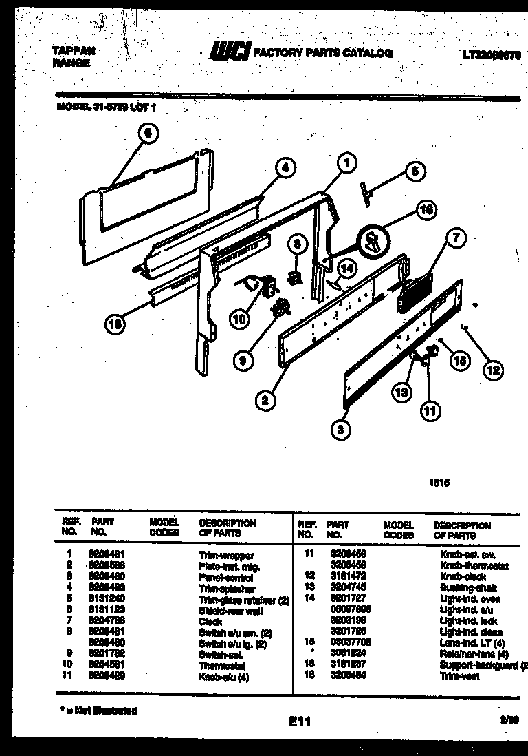 Tappan 31-6759-00-01 backguard diagram