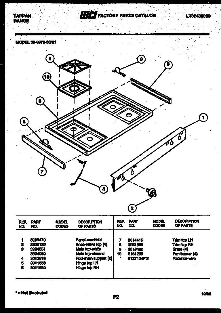 Tappan 30-3979-23-01 cooktop parts diagram
