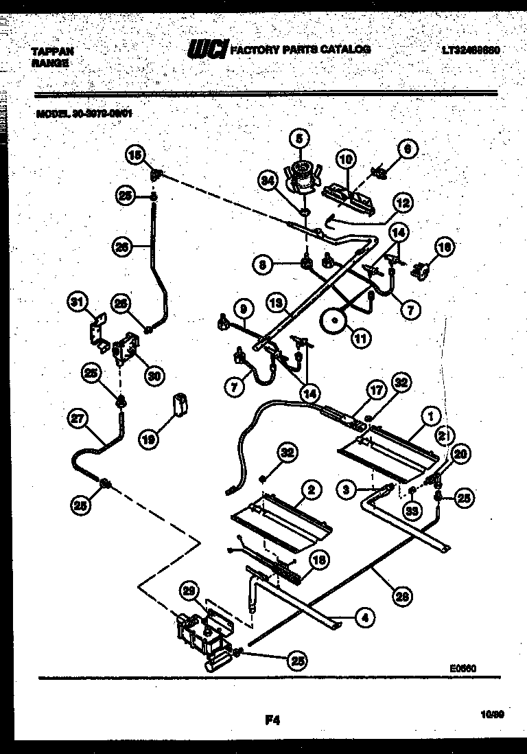 Tappan 30-3979-23-01 burner, manifold and gas control diagram