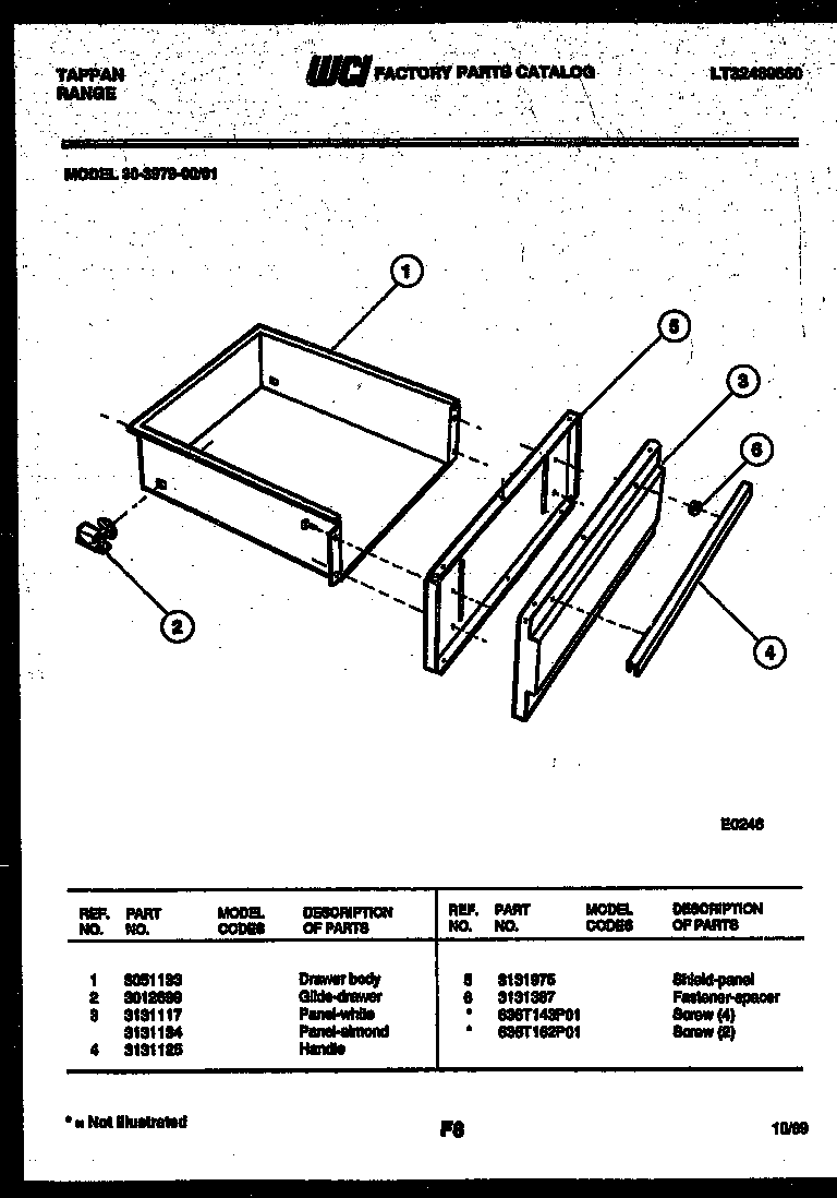 Tappan 30-3979-23-01 drawer parts diagram
