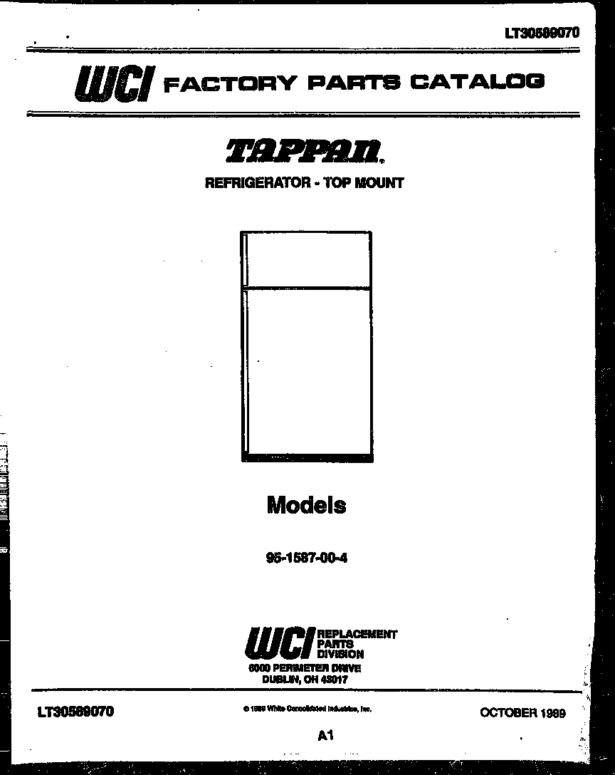 Tappan 95-1587-66-04 cover diagram