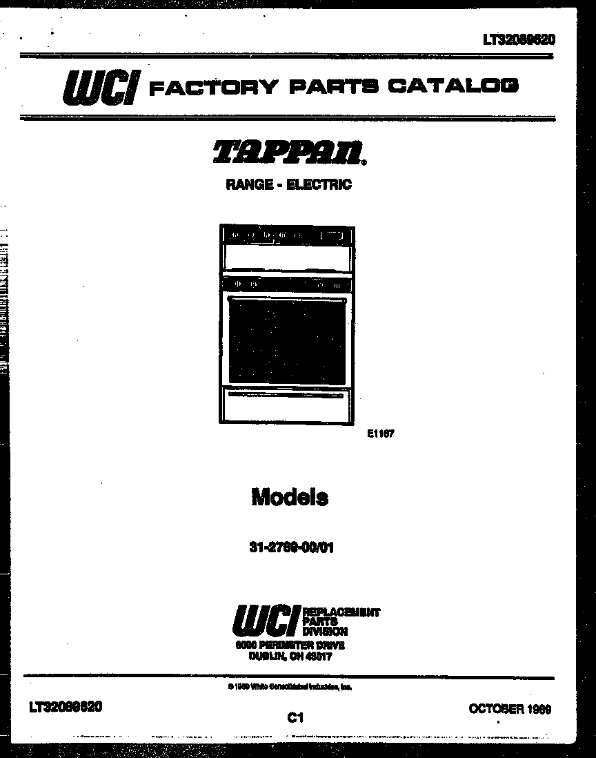 Tappan 31-2769-23-01 cover page diagram