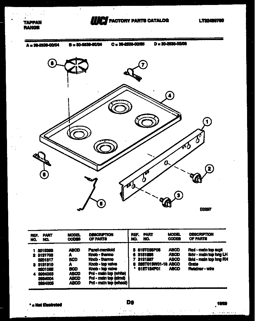 Tappan 30-2538-66-06 cooktop parts diagram