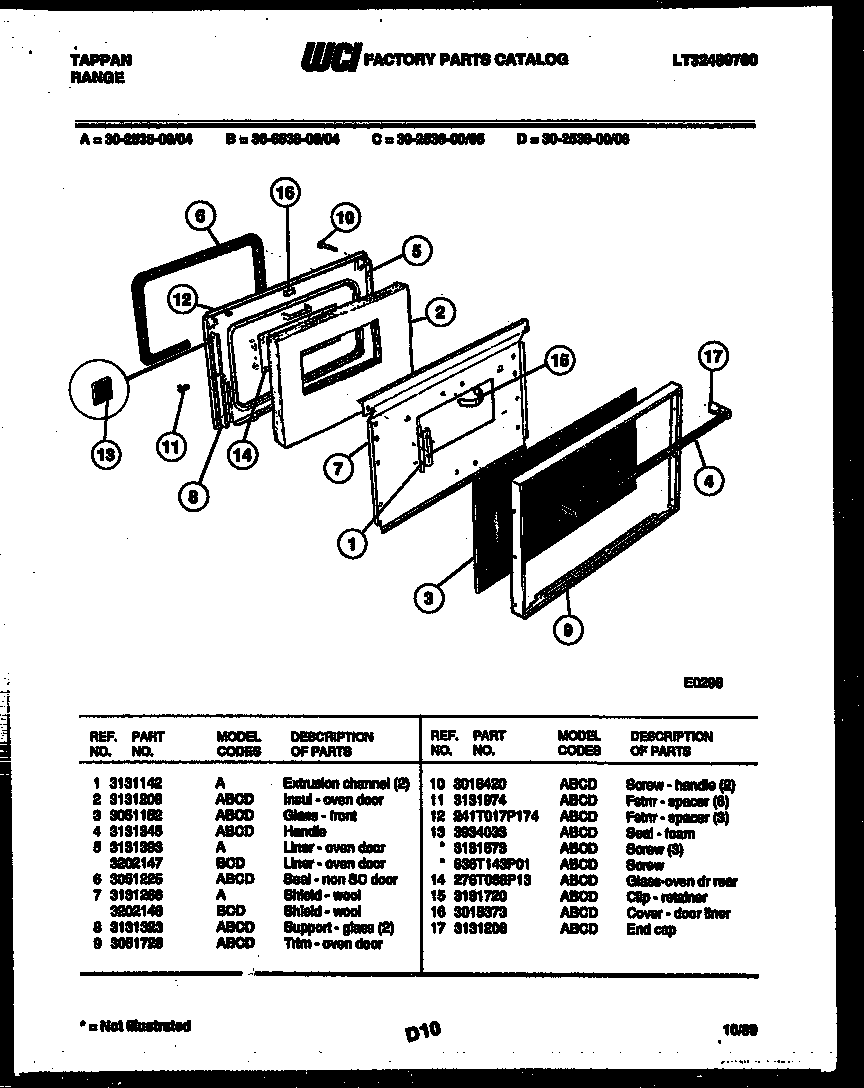 Tappan 30-2538-66-06 door parts diagram