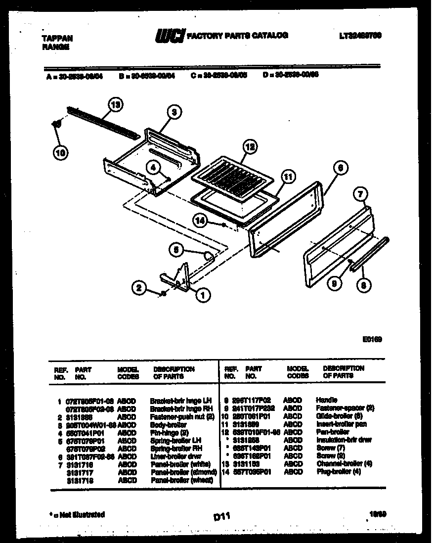 Tappan 30-2538-66-06 broiler drawer parts diagram