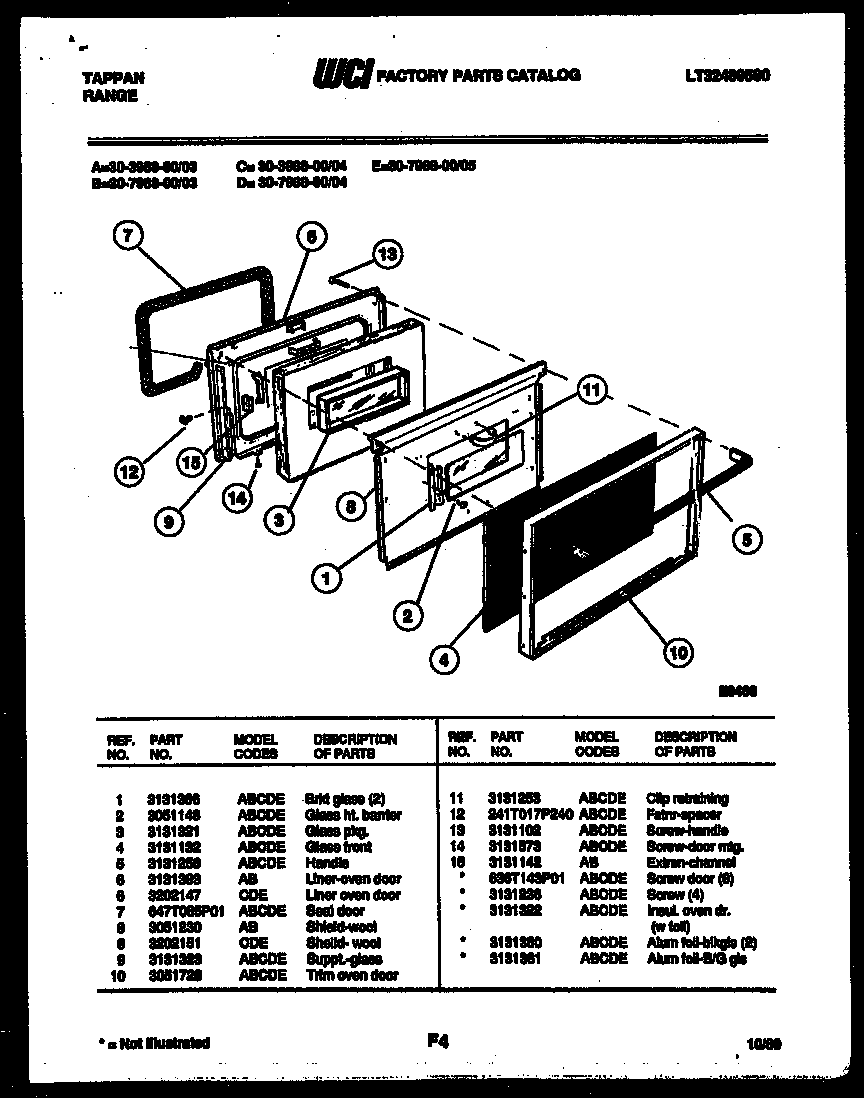 Tappan 30-7988-66-03 door parts diagram