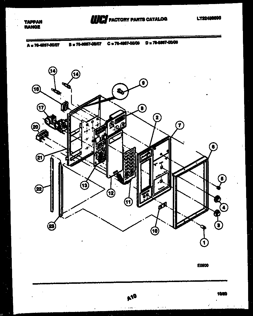 Tappan 76-4967-00-08 control panel diagram