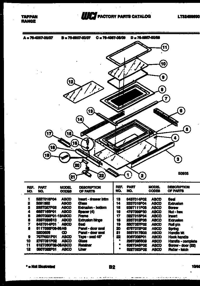 Tappan 76-4967-00-08 top door parts diagram