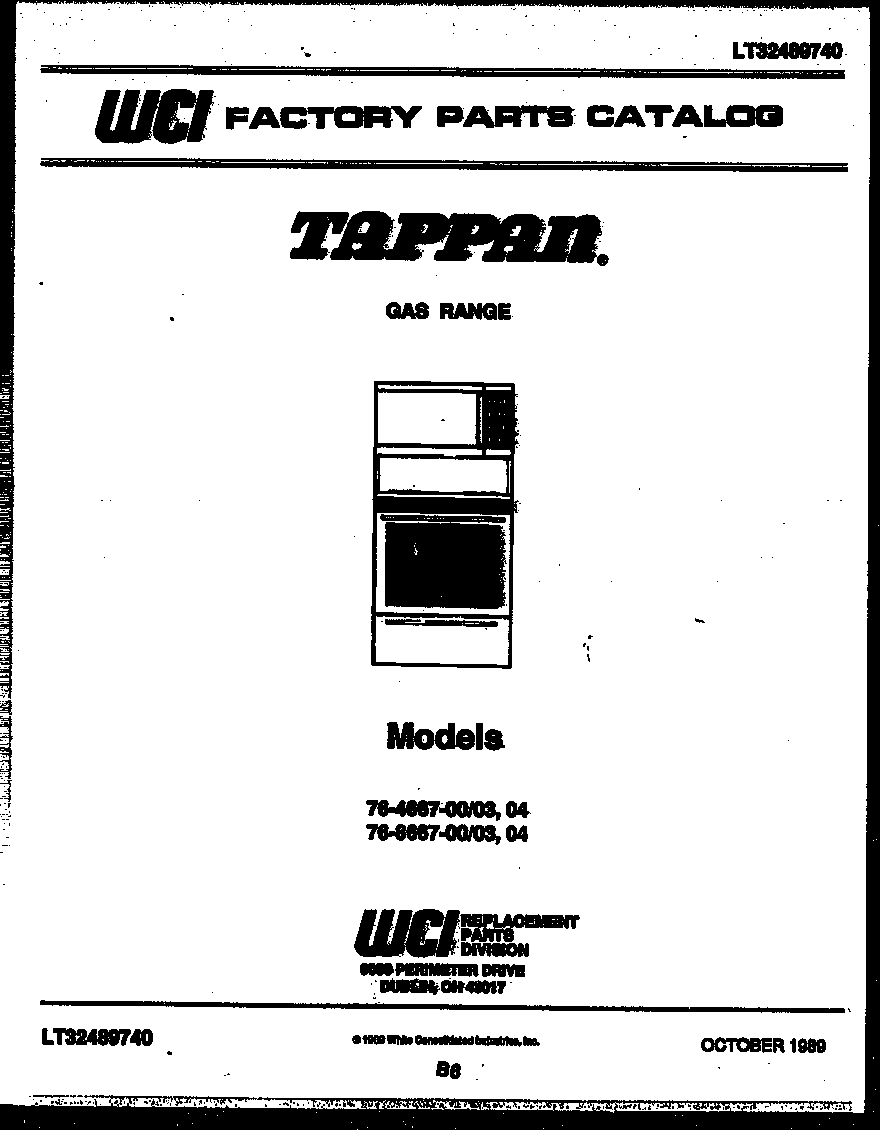 Tappan 76-4667-00-04 cover page diagram