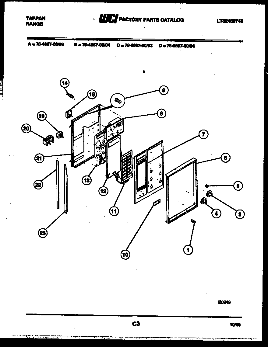 Tappan 76-4667-00-04 control panel diagram