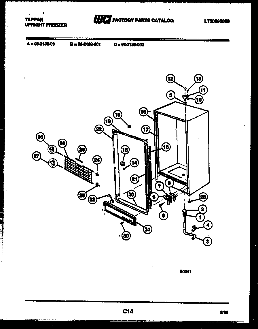 Tappan 98-2188-00-02 cabinet parts diagram