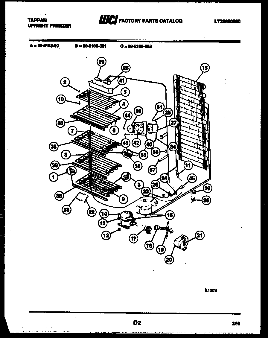 Tappan 98-2188-00-02 system and electrical parts diagram