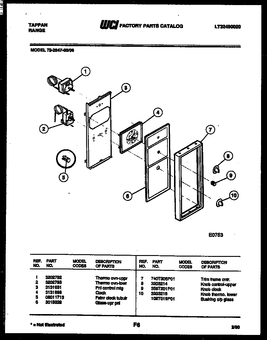 Tappan 72-2547-00-08 control panel diagram