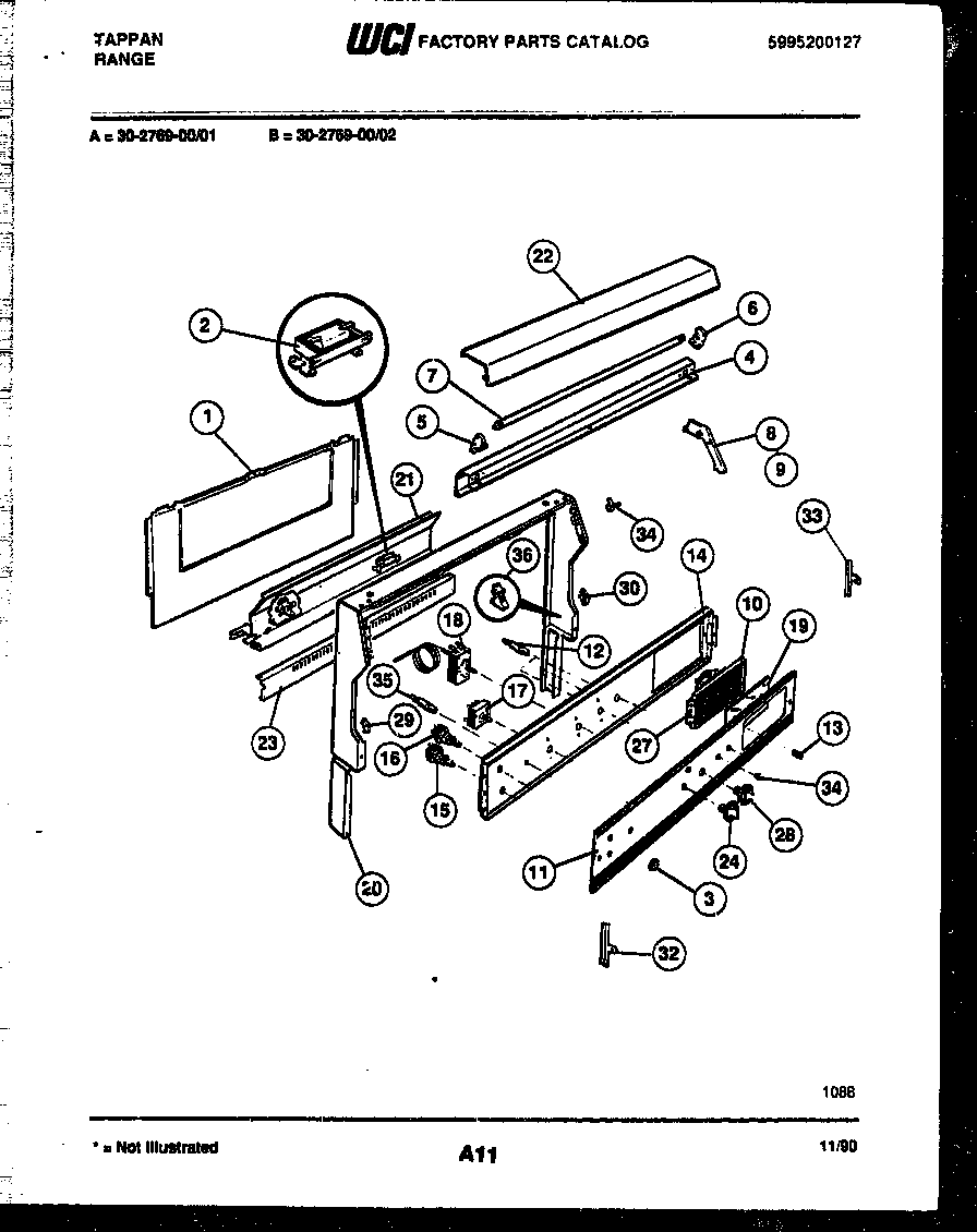 Tappan 30-2769-00-02 backguard diagram