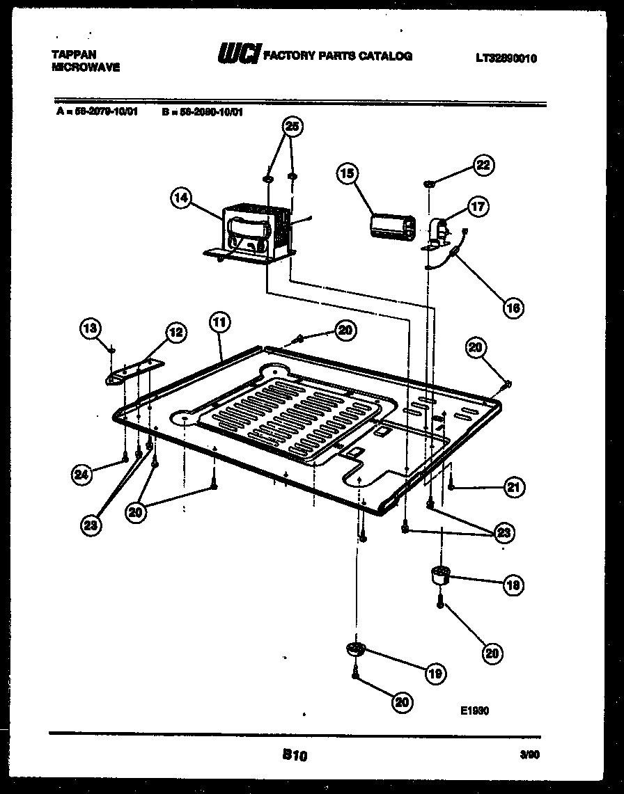 Tappan 56-2080-10-01 base plate and capacitor parts diagram