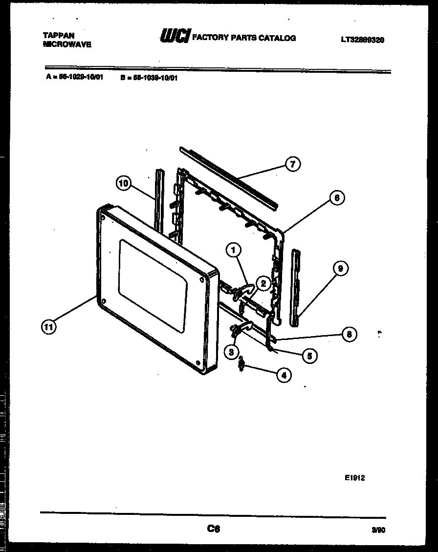 Tappan 56-1029-10-01 door parts diagram