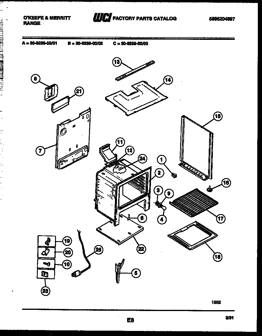 Tappan 30-6239-00-03 body parts diagram