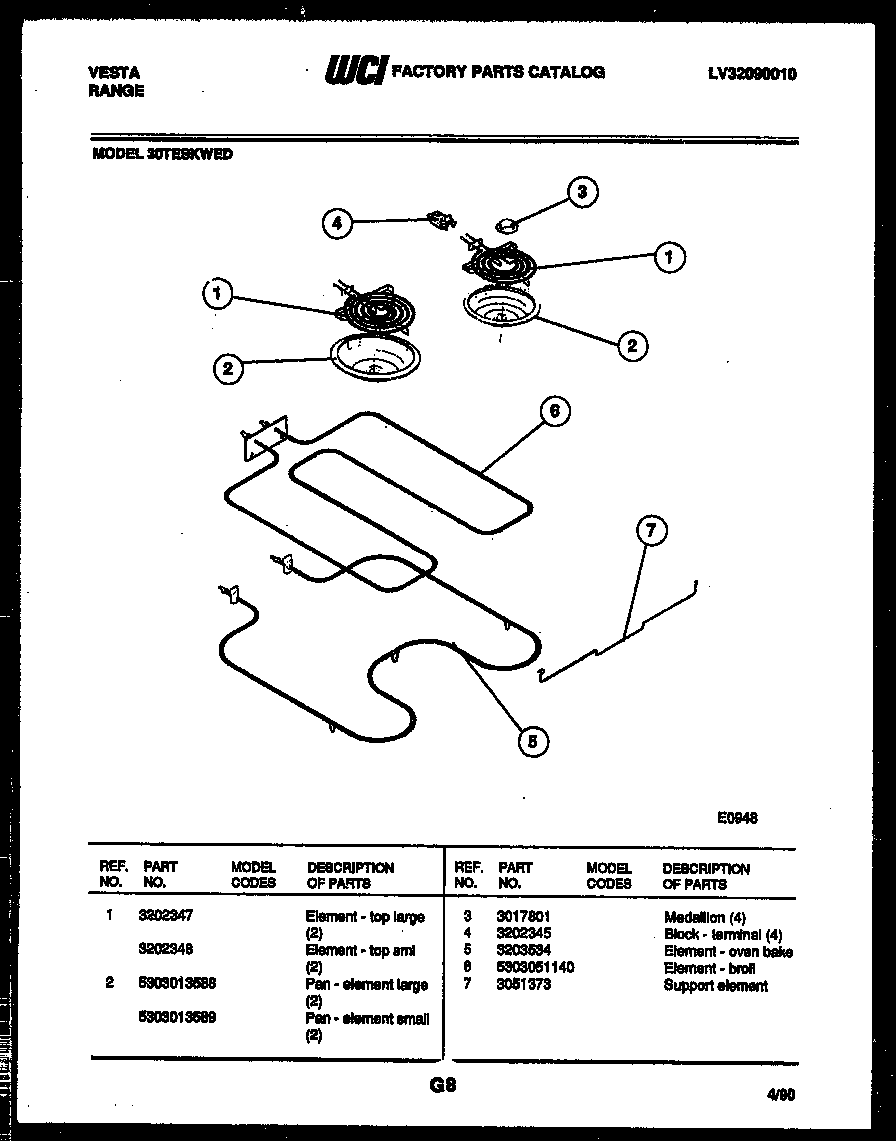 Tappan 30TESKWED1 broiler parts diagram