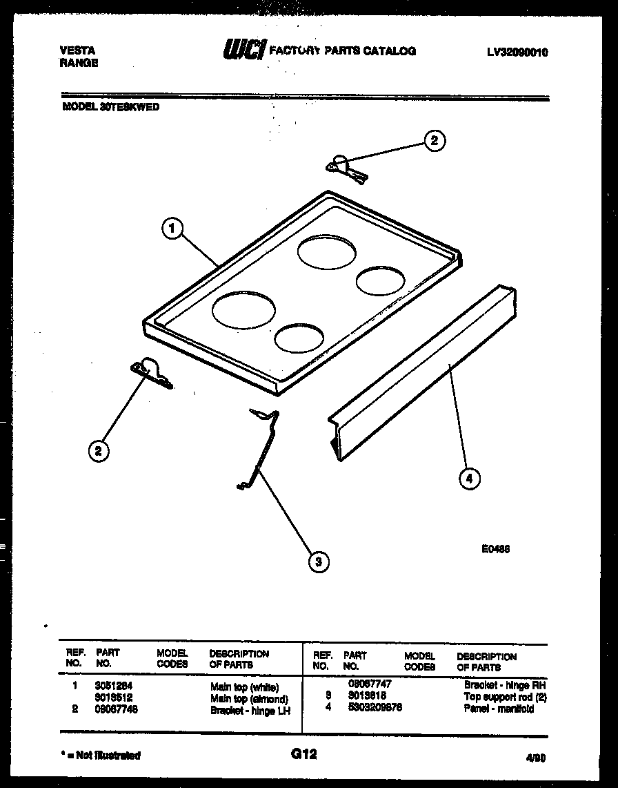 Tappan 30TESKWED1 cooktop parts diagram