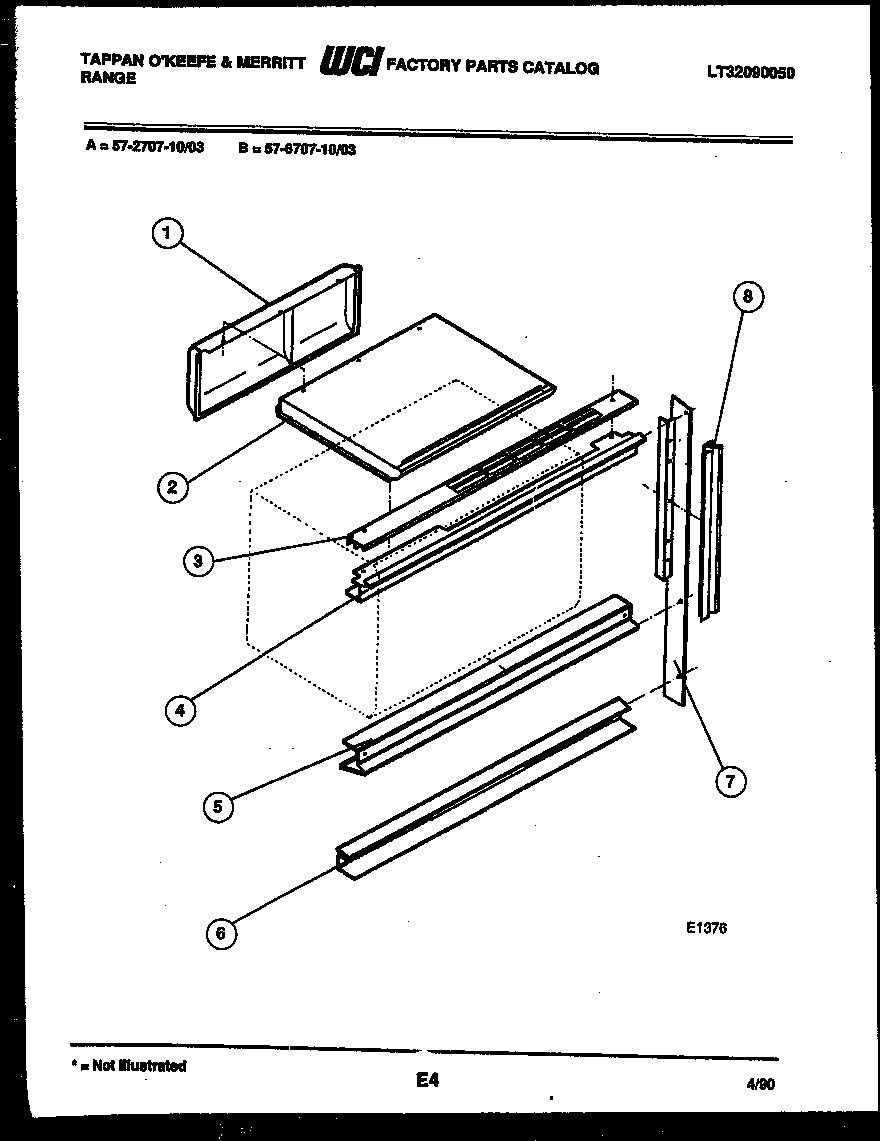 Tappan 57-2707-10-03 extrusion assembly diagram