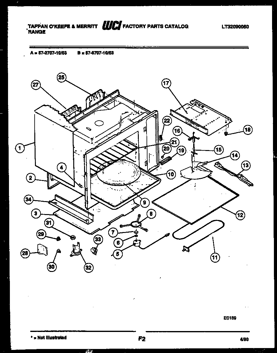 Tappan 57-2707-10-03 wrapper and body parts diagram