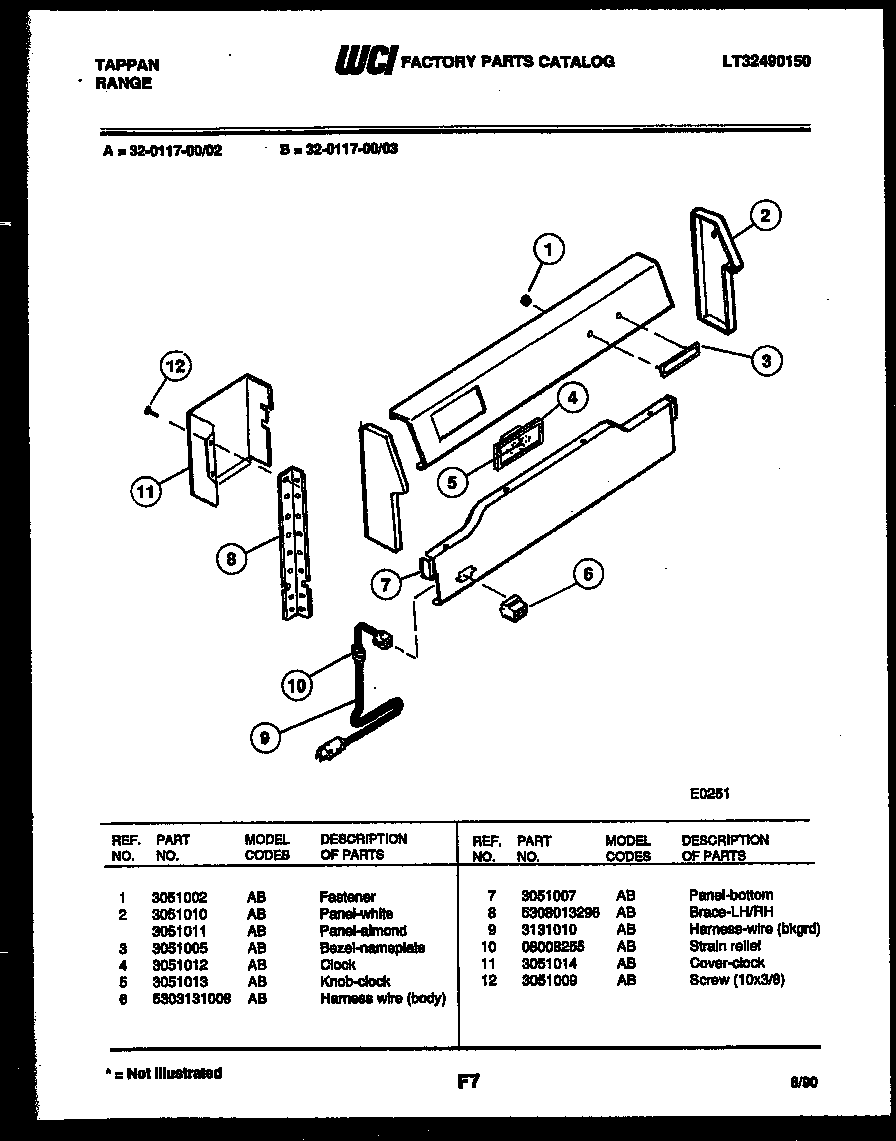 Tappan 32-0117-00-03 backguard diagram