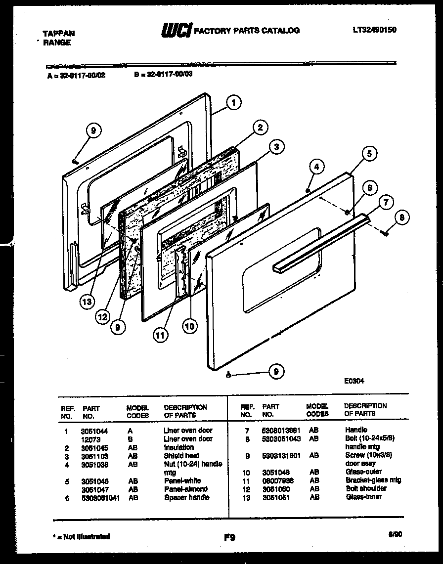 Tappan 32-0117-00-03 door parts diagram