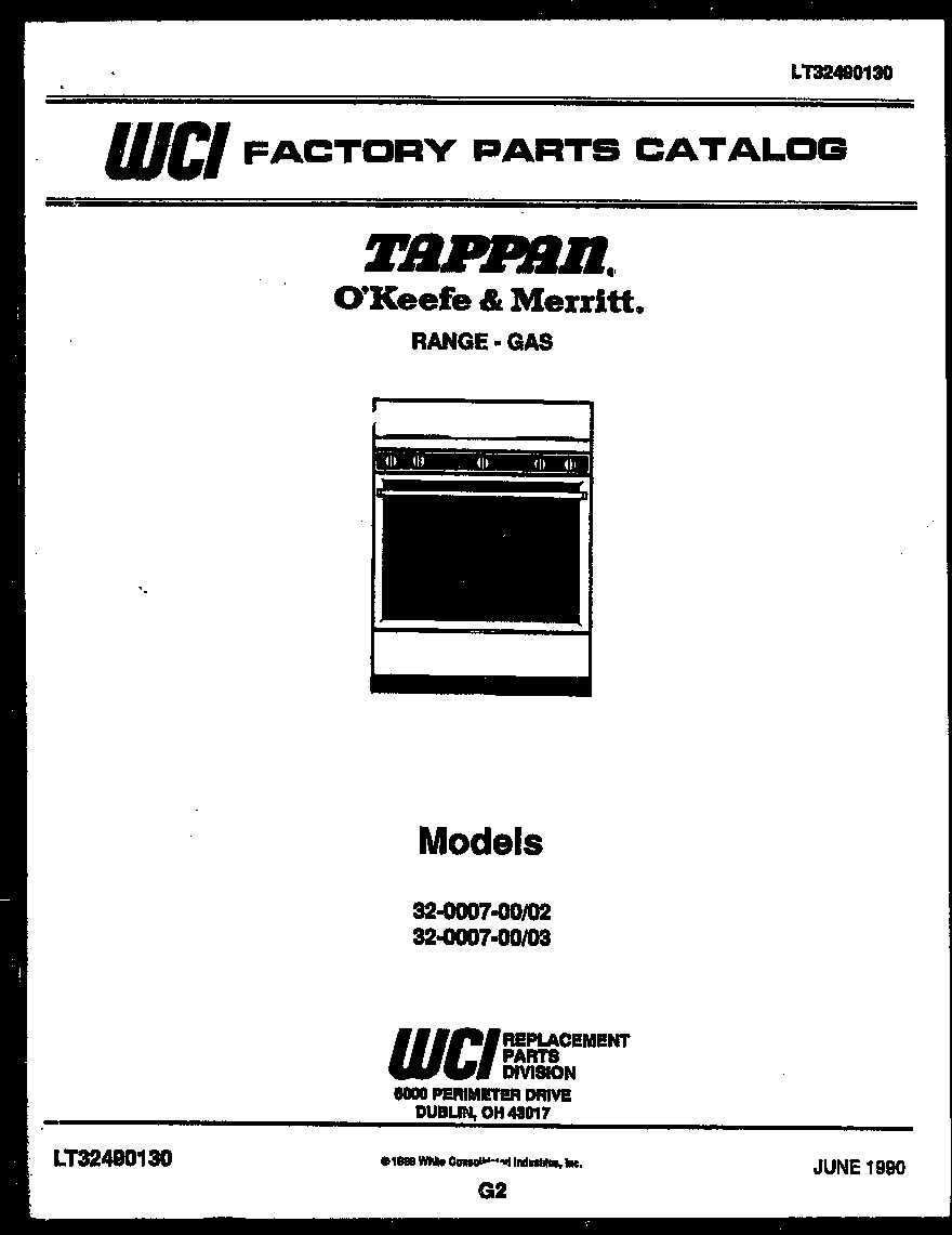 Tappan 32-0007-00-03 cover page diagram