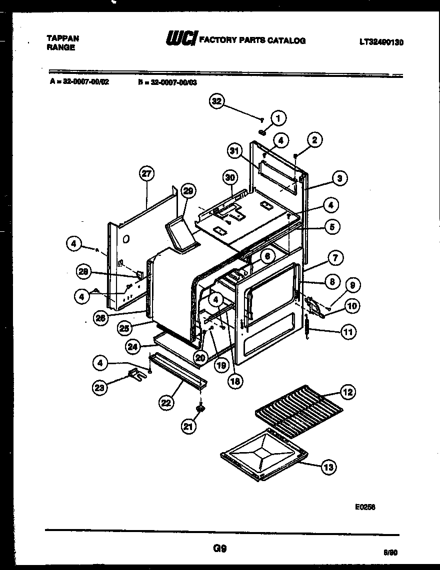 Tappan 32-0007-00-03 body parts diagram