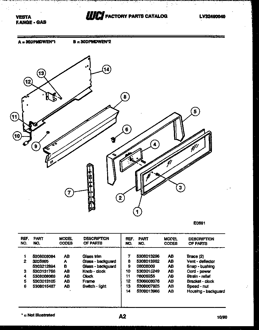Tappan 30DPMDWEN1 backguard diagram