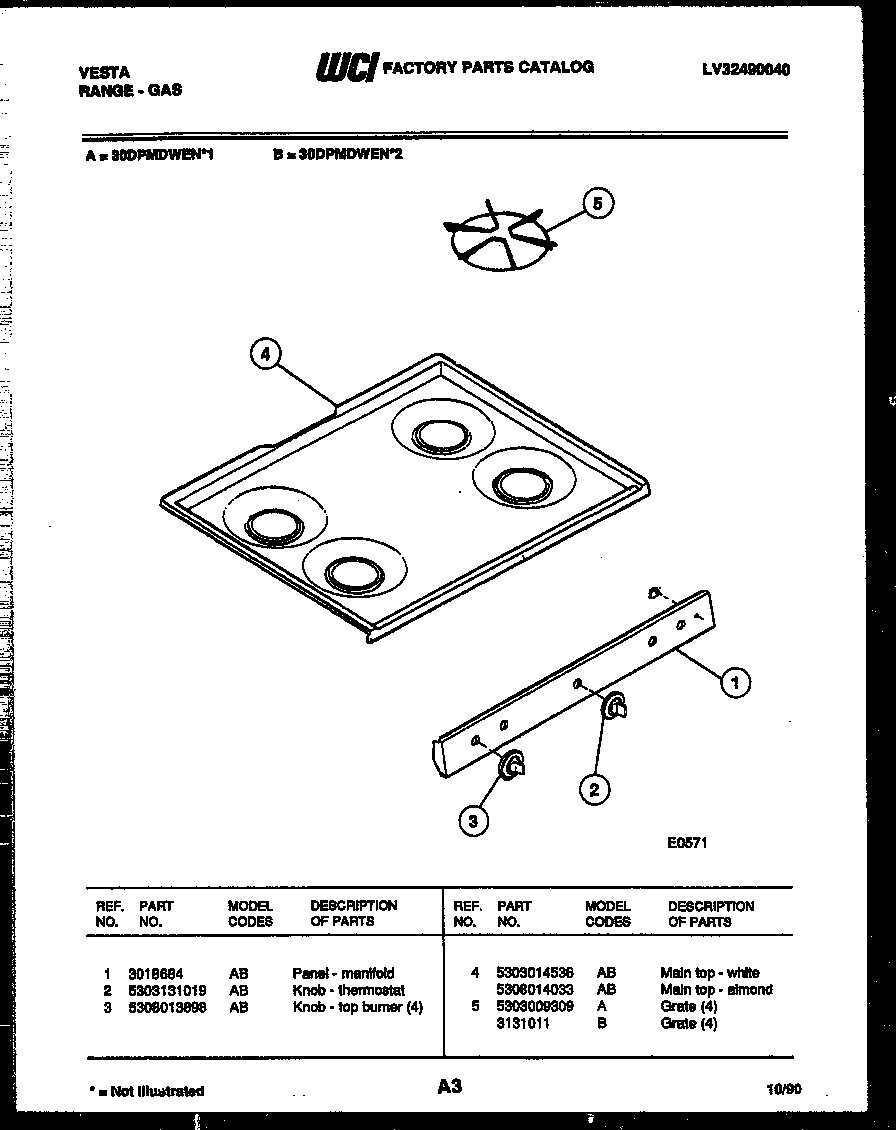 Tappan 30DPMDWEN1 cooktop parts diagram