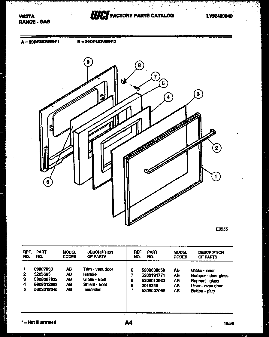 Tappan 30DPMDWEN1 door parts diagram