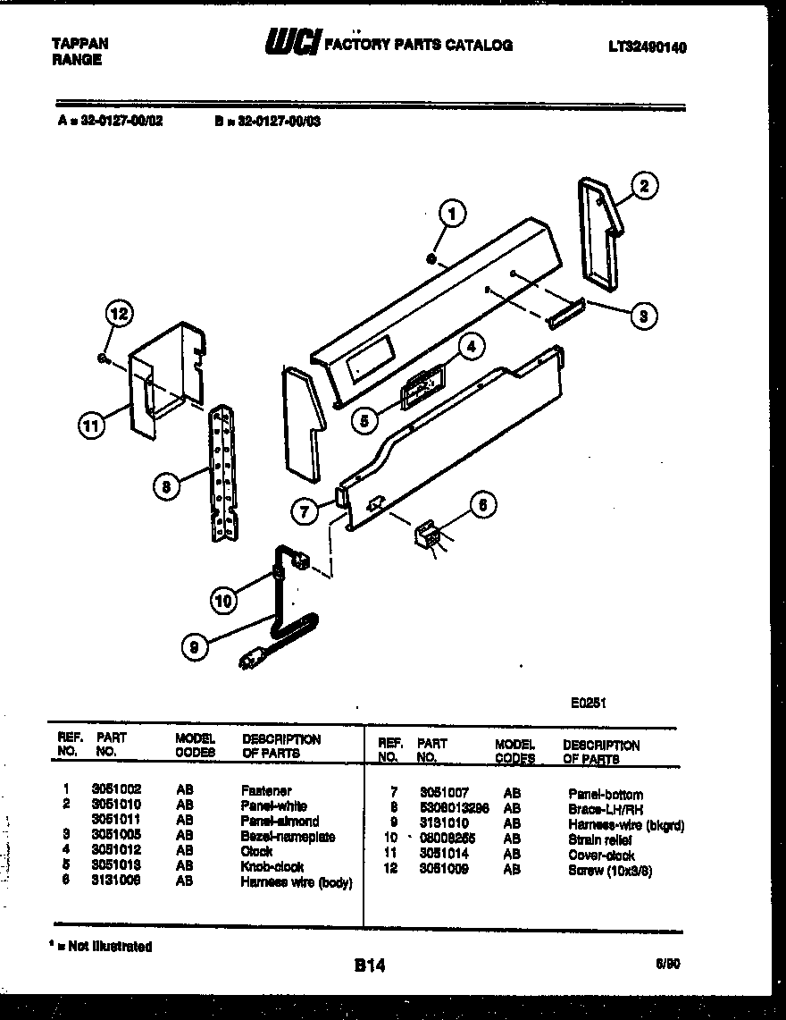 Tappan 32-0127-00-03 backguard diagram