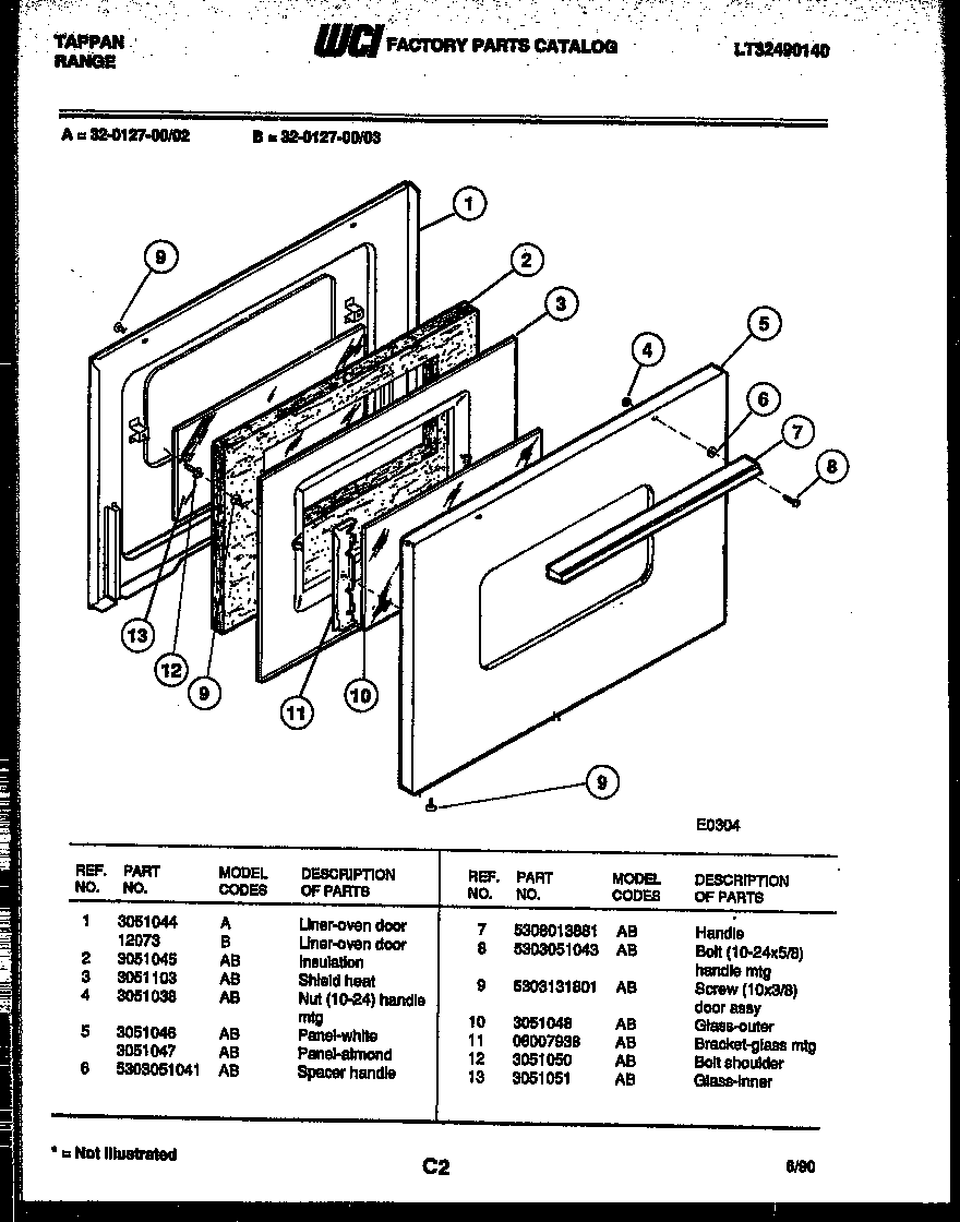 Tappan 32-0127-00-03 door parts diagram