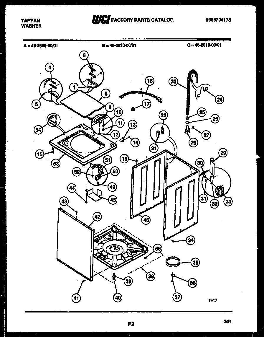 Tappan 46-2830-00-01 cabinet parts diagram