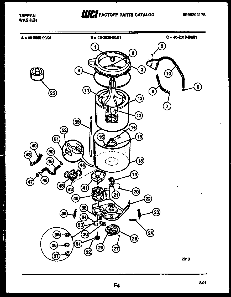 Tappan 46-2830-00-01 tub detail diagram