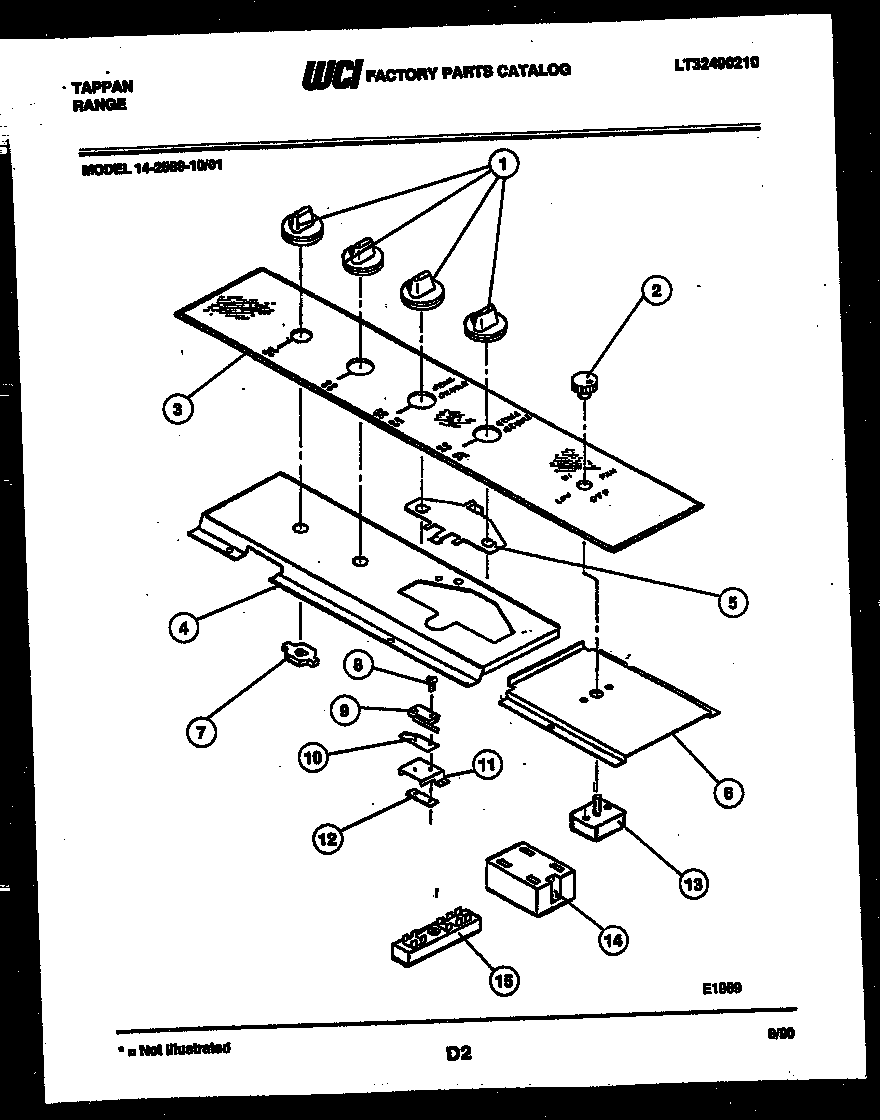 Tappan 14-2589-00-01 control parts diagram