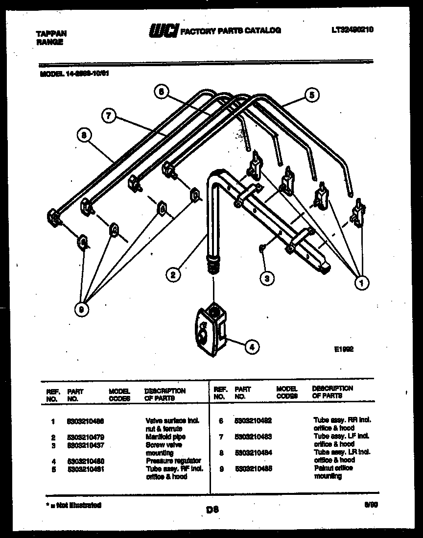 Tappan 14-2589-00-01 tube assembly diagram
