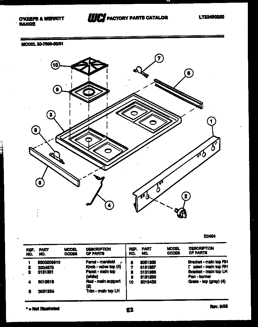 Tappan 30-7989-00-01 cooktop parts diagram