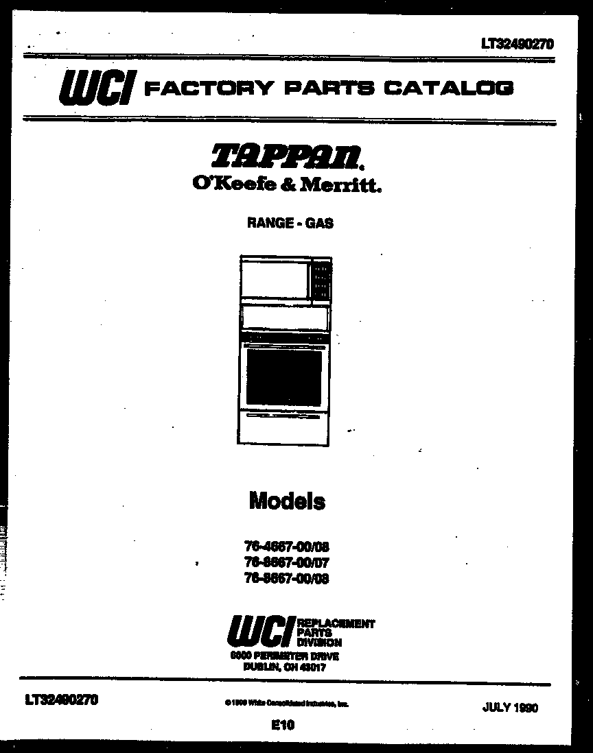 Tappan 76-4667-00-08 cover page diagram