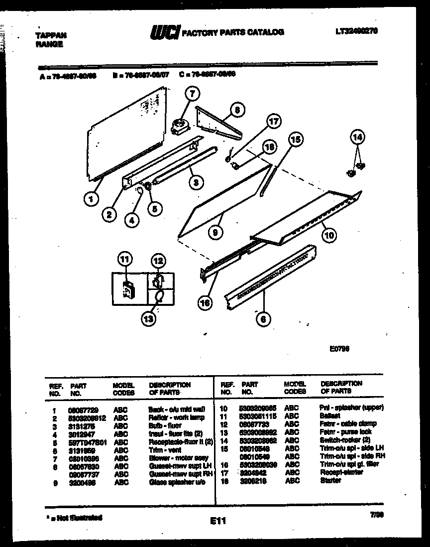 Tappan 76-4667-00-08 splasher control diagram