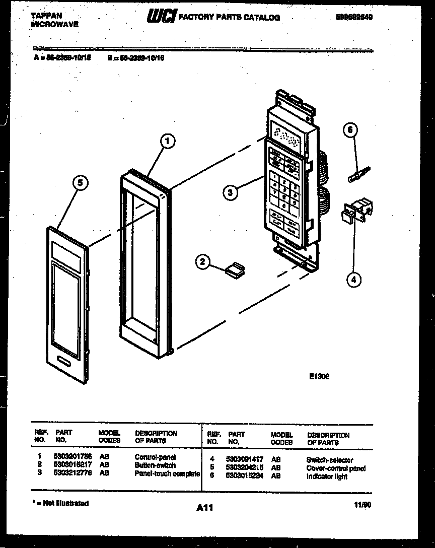 Tappan 56-2359-10-16 control panel diagram