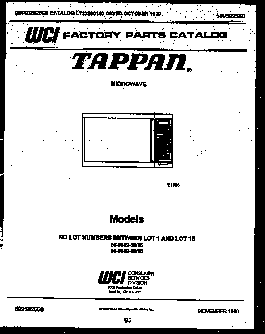 Tappan 56-9189-10-15 front cover diagram