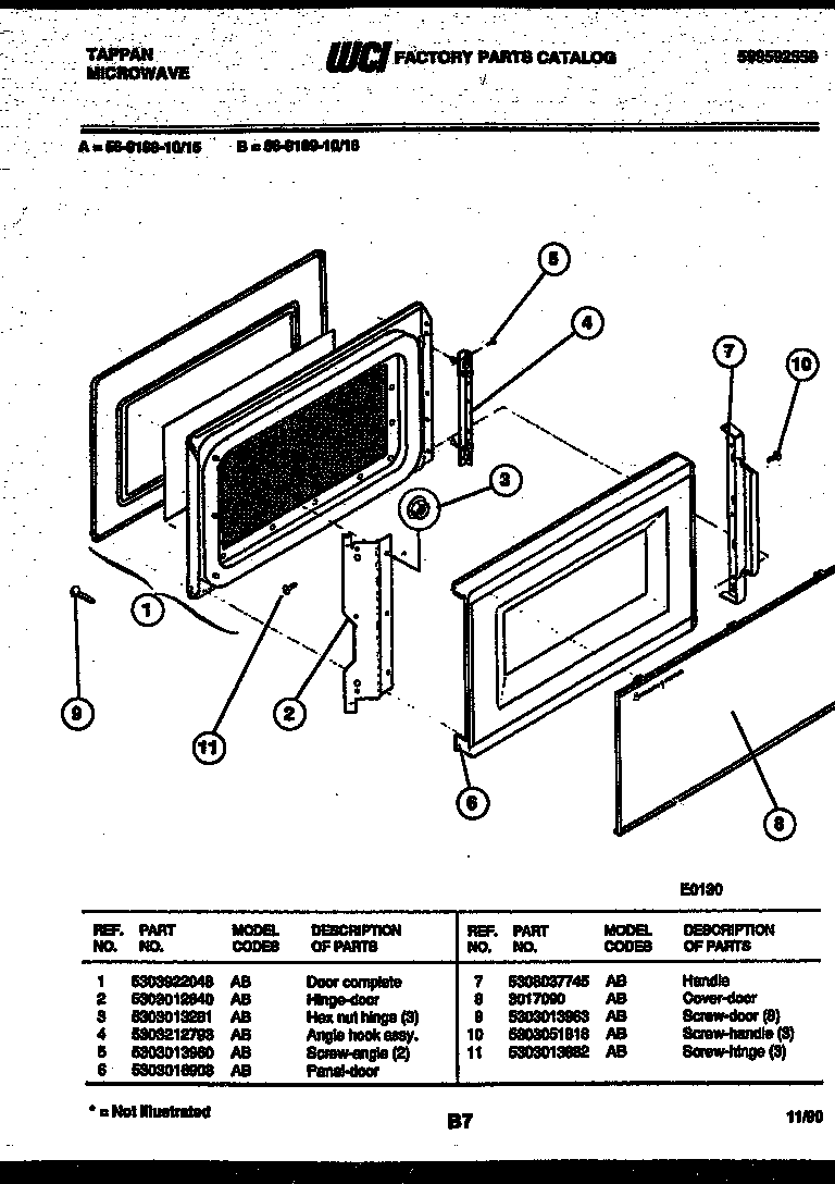 Tappan 56-9189-10-15 door parts diagram