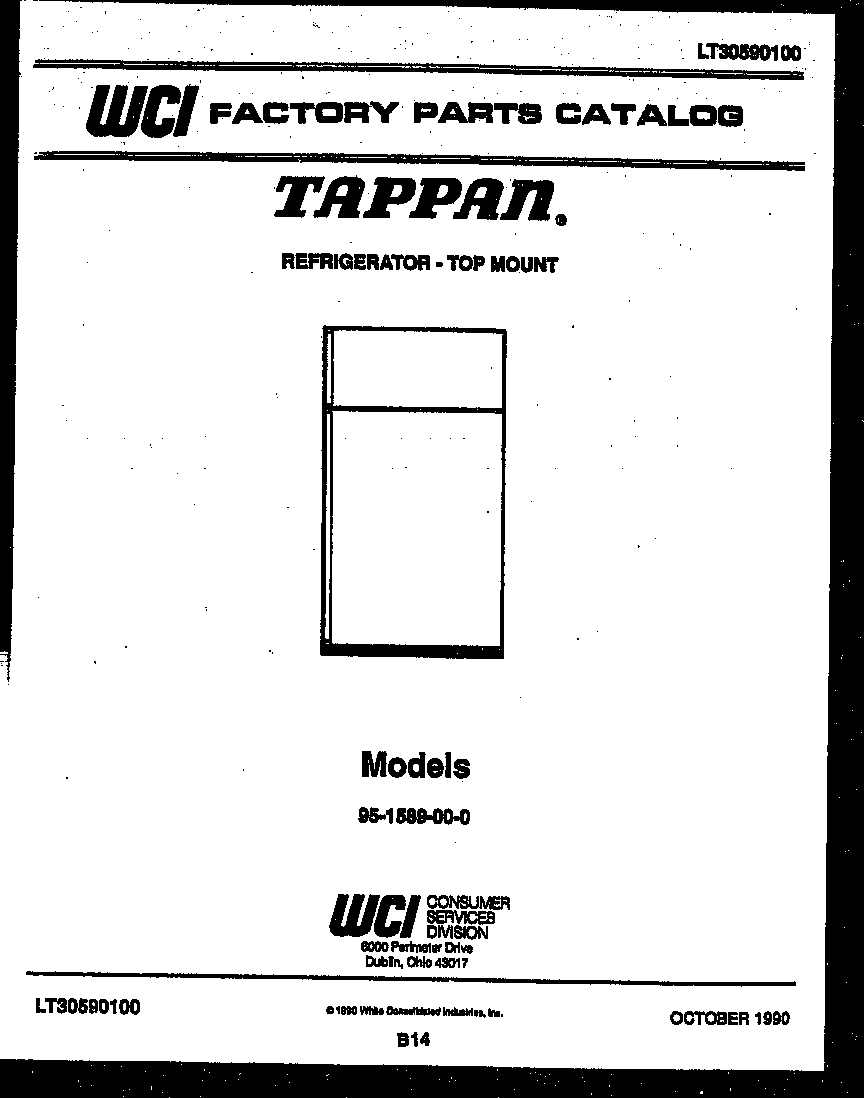 Tappan 95-1589-00-00 cover diagram