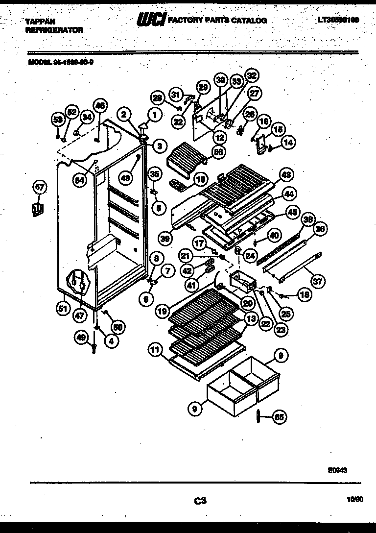 Tappan 95-1589-00-00 cabinet parts diagram